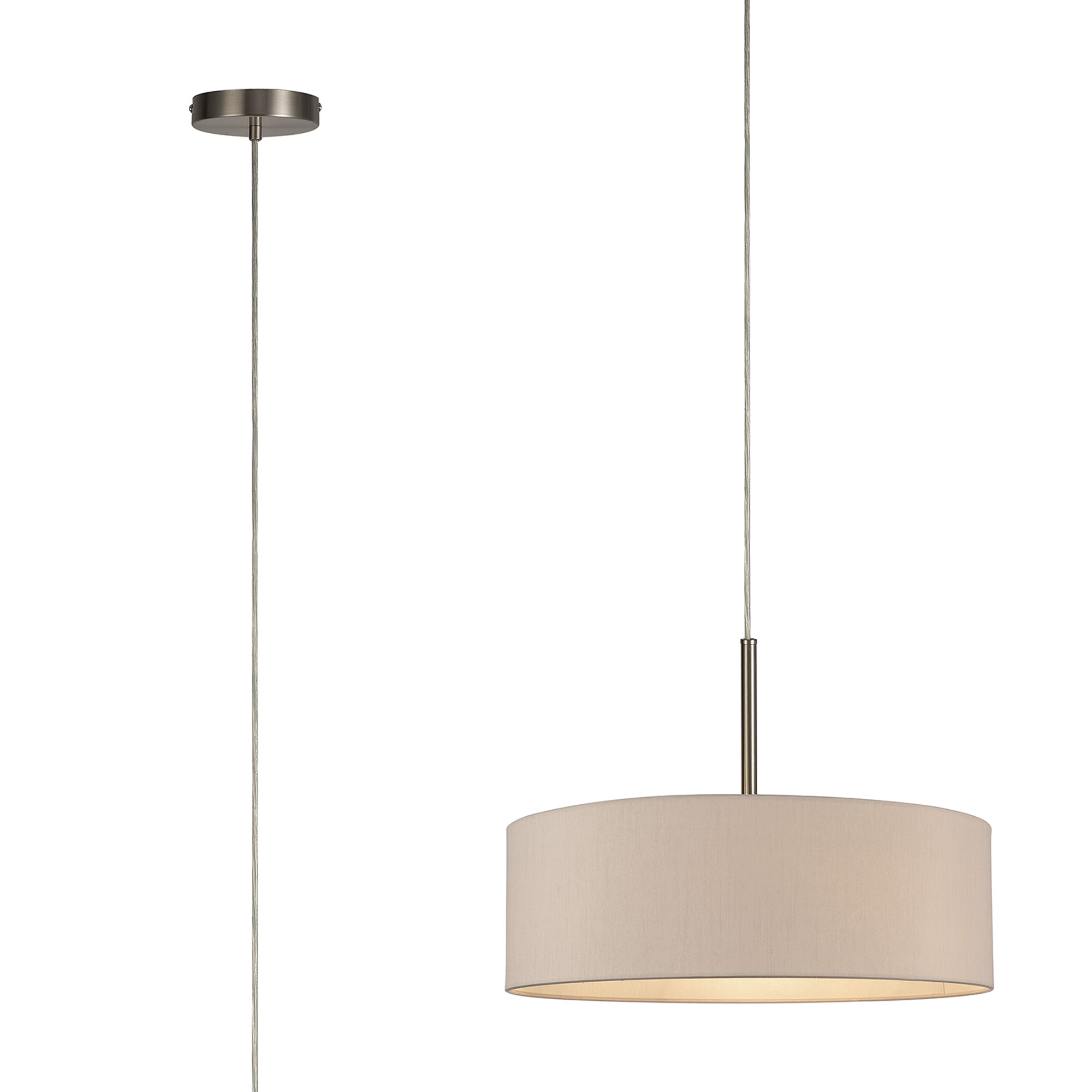 DK0759  Baymont 45cm 5 Light Pendant Satin Nickel, Nude Beige